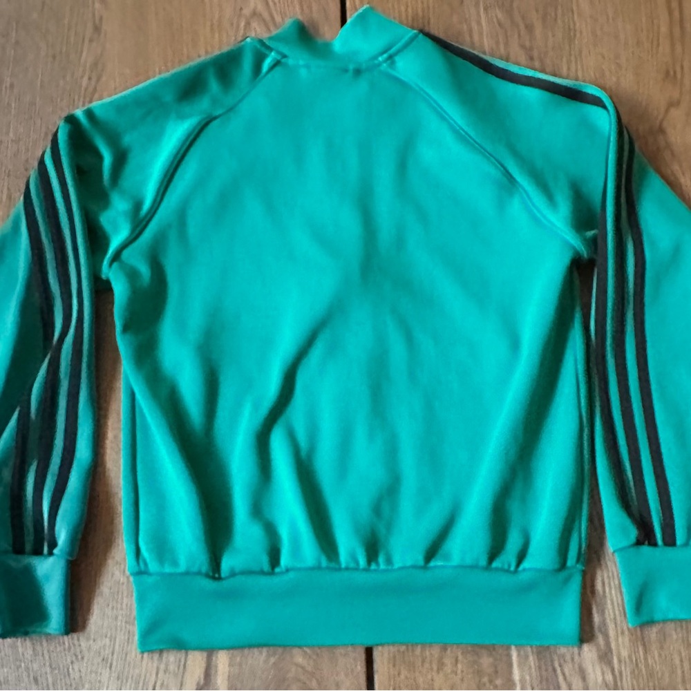 Adidas Turquoise Zip-Up Jacket with Black Stripes Size Small - Picture 3 of 14